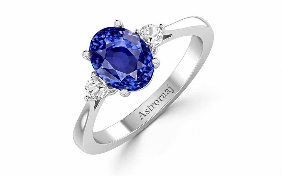Luxury Blue Sapphire Pave Set Engagement Ring